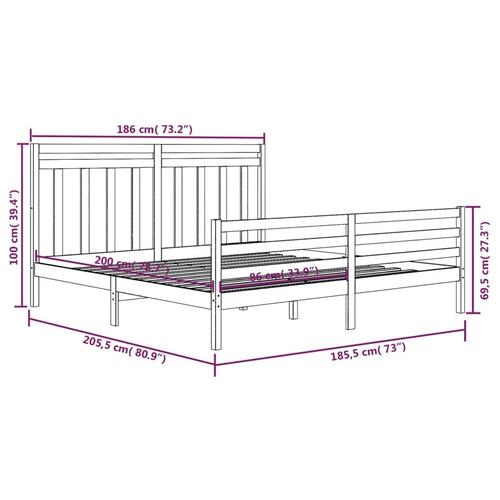 Sengestel 180x200 cm Super King massivt fyrretræ hvid