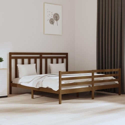 Sengestel 180x200 cm Super King massivt fyrretræ gyldenbrun