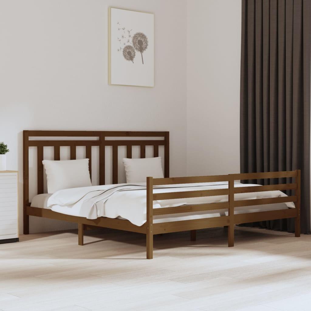 Sengestel 180x200 cm Super King massivt fyrretræ gyldenbrun