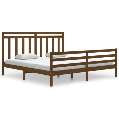 Sengestel 180x200 cm Super King massivt fyrretræ gyldenbrun