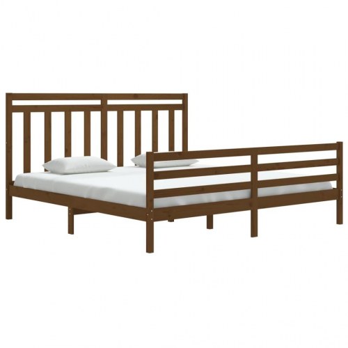 Sengestel 180x200 cm Super King massivt fyrretræ gyldenbrun
