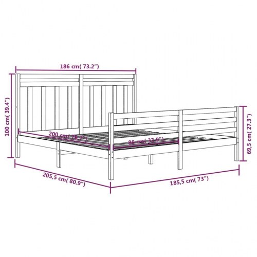 Sengestel 180x200 cm Super King massivt fyrretræ gyldenbrun