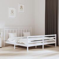 Sengeramme 200x200 cm massivt træ hvid