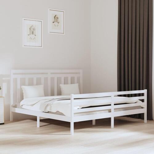 Sengeramme 200x200 cm massivt træ hvid