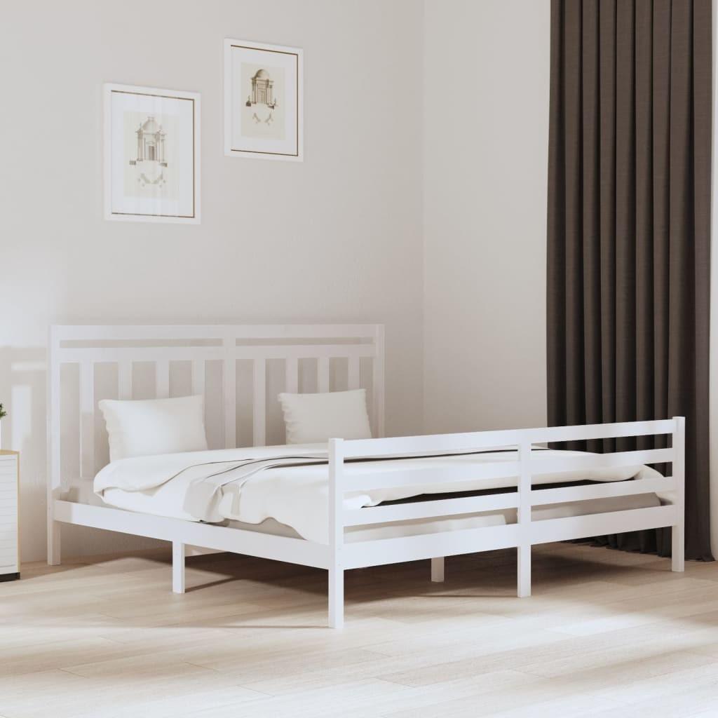 Sengeramme 200x200 cm massivt træ hvid