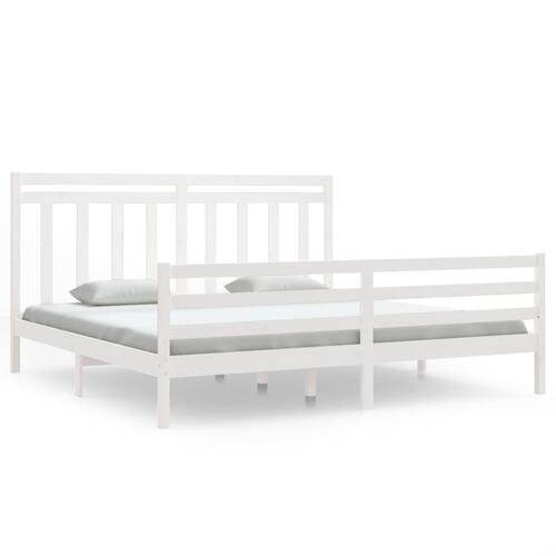 Sengeramme 200x200 cm massivt træ hvid