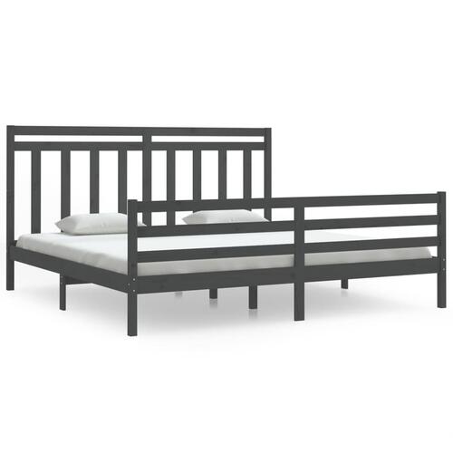 Sengeramme 200x200 cm massivt træ grå