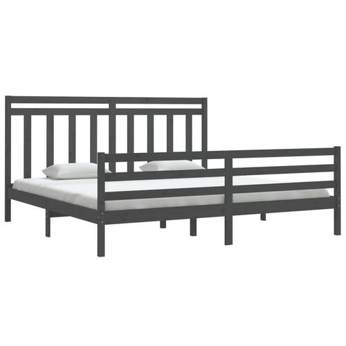 Sengeramme 200x200 cm massivt træ grå