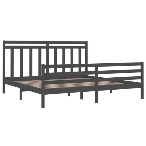Sengeramme 200x200 cm massivt træ grå