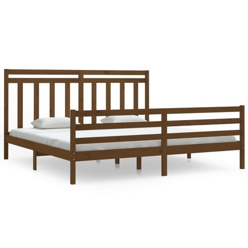 Sengeramme 200x200 cm massivt træ gyldenbrun