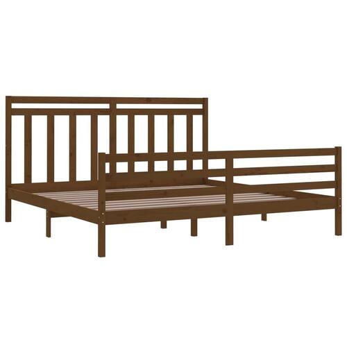 Sengeramme 200x200 cm massivt træ gyldenbrun