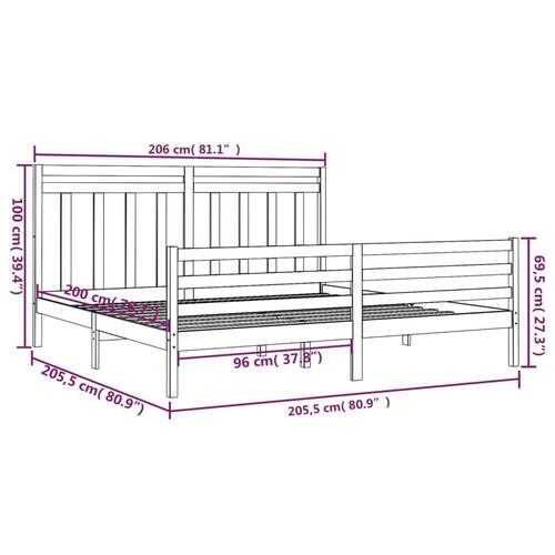 Sengeramme 200x200 cm massivt træ gyldenbrun