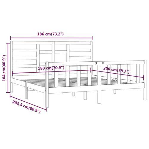 Sengeramme 180x200 cm massivt fyrretræ