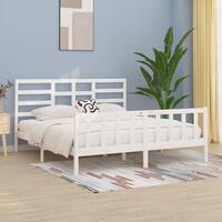 Sengestel 180x200 cm Super King massivt fyrretræ hvid