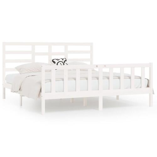Sengestel 180x200 cm Super King massivt fyrretræ hvid