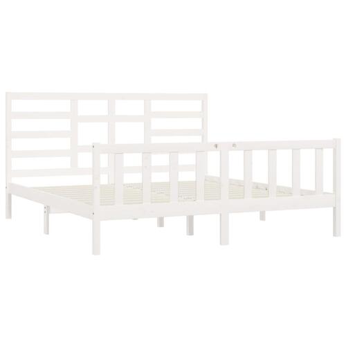 Sengestel 180x200 cm Super King massivt fyrretræ hvid