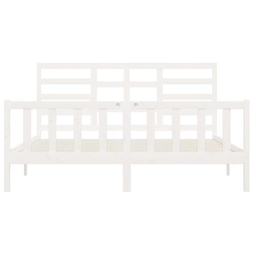 Sengestel 180x200 cm Super King massivt fyrretræ hvid