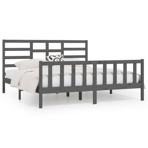 Sengestel 180x200 cm Super King massivt fyrretræ grå