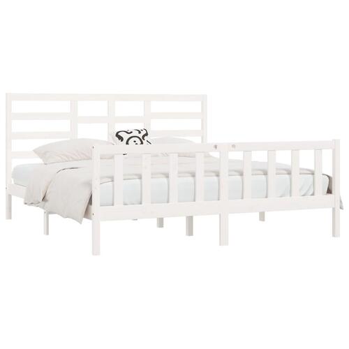Sengeramme uden madras 200x200 cm massivt fyrretræ hvid