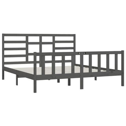 Sengeramme 200x200 cm massivt fyrretræ grå