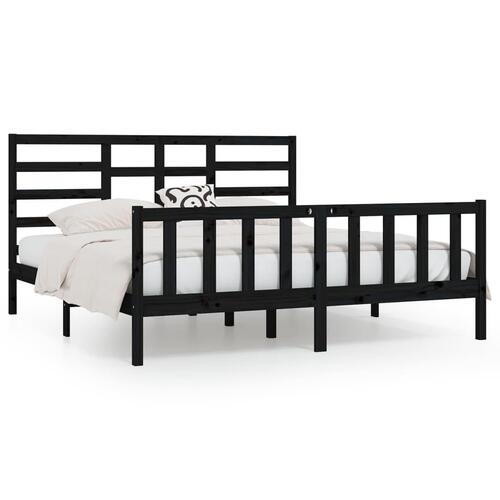 Sengeramme 200x200 cm massivt fyrretræ sort