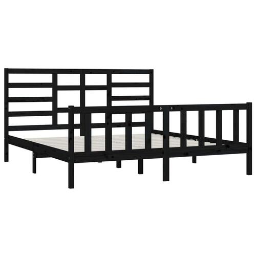 Sengeramme 200x200 cm massivt fyrretræ sort