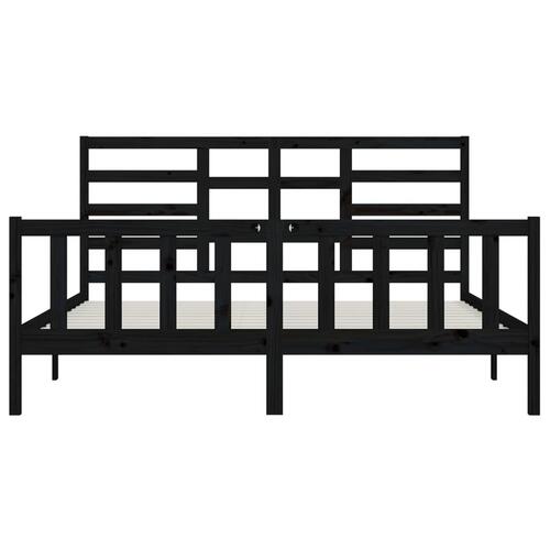 Sengeramme 200x200 cm massivt fyrretræ sort