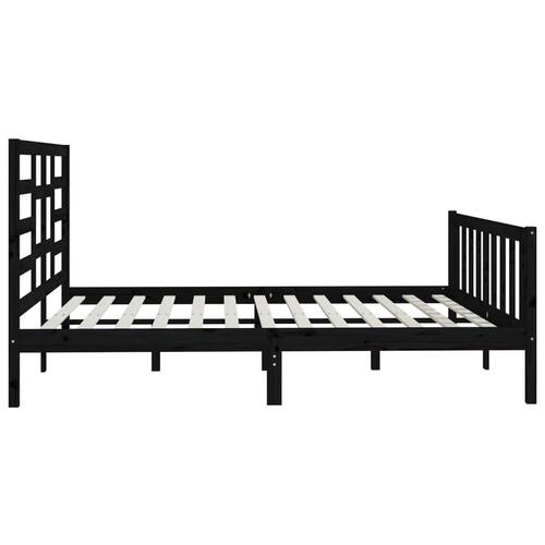 Sengeramme 200x200 cm massivt fyrretræ sort