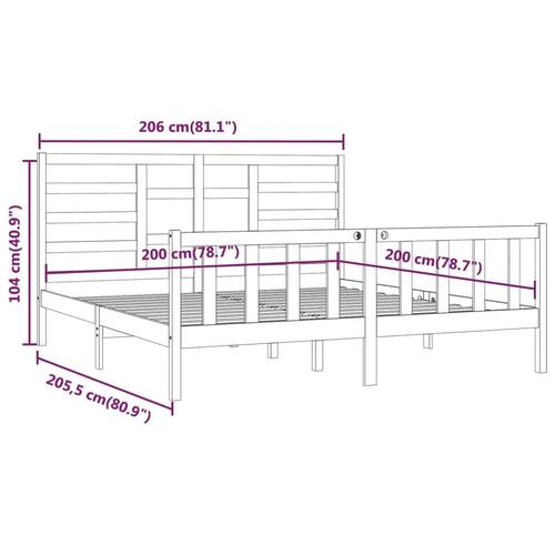 Sengeramme 200x200 cm massivt fyrretræ sort