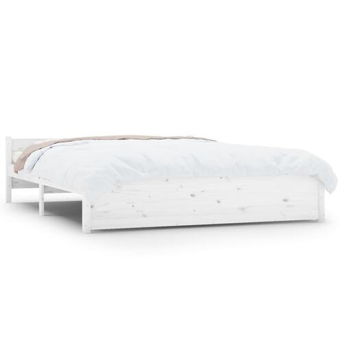 Sengeramme 150x200 cm King Size massivt fyrretræ hvid