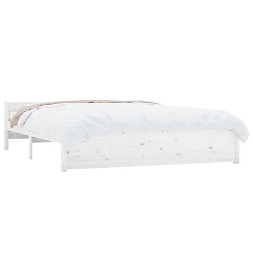 Sengeramme 150x200 cm King Size massivt fyrretræ hvid
