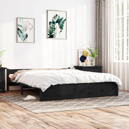 Sengeramme 160x200 cm massivt træ sort