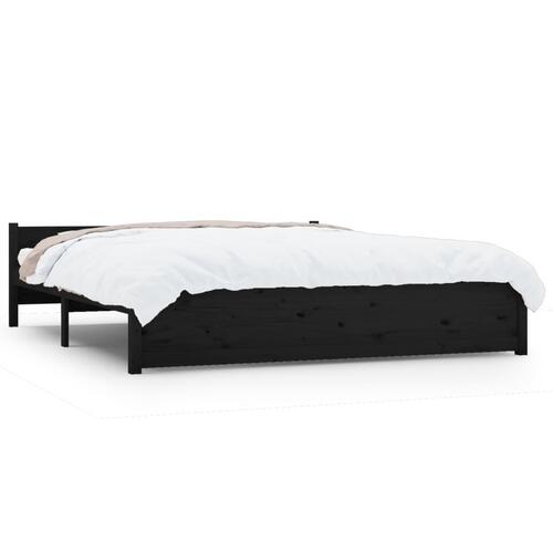 Sengeramme 160x200 cm massivt træ sort