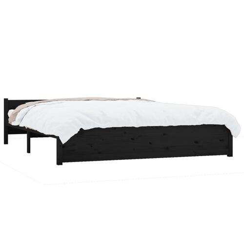 Sengeramme 160x200 cm massivt træ sort