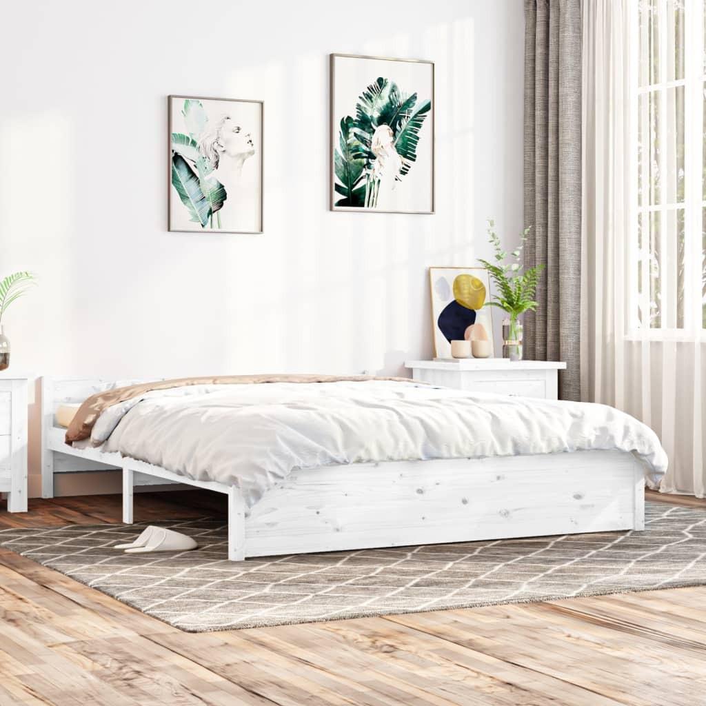 Sengestel 180x200 cm Super King massivt fyrretræ hvid