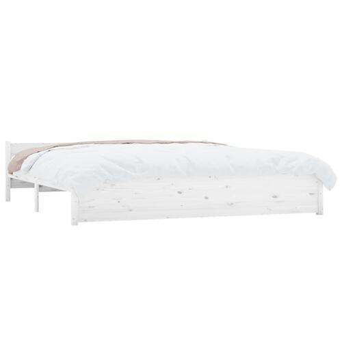 Sengestel 180x200 cm Super King massivt fyrretræ hvid