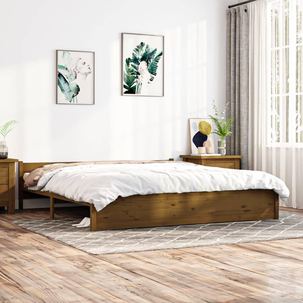 Sengestel 180x200 cm Super King massivt fyrretræ gyldenbrun