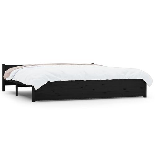 Sengestel 180x200 cm Super King massivt fyrretræ sort