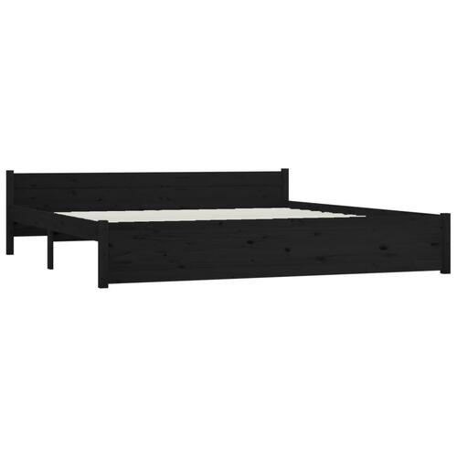 Sengestel 180x200 cm Super King massivt fyrretræ sort