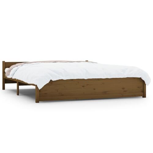 Sengeramme 200x200 cm massivt træ gyldenbrun