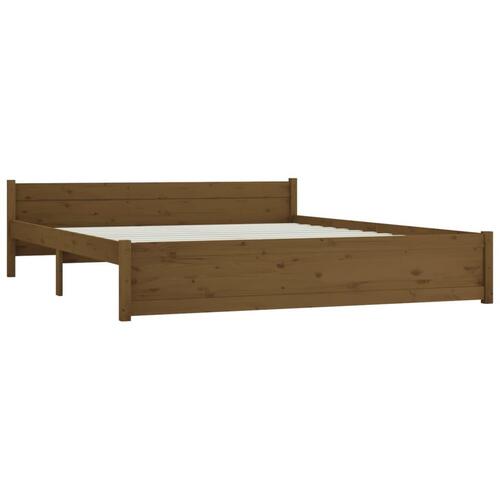Sengeramme 200x200 cm massivt træ gyldenbrun