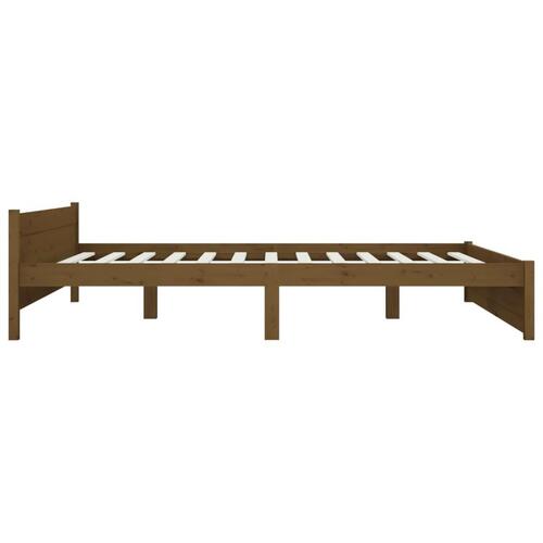 Sengeramme 200x200 cm massivt træ gyldenbrun