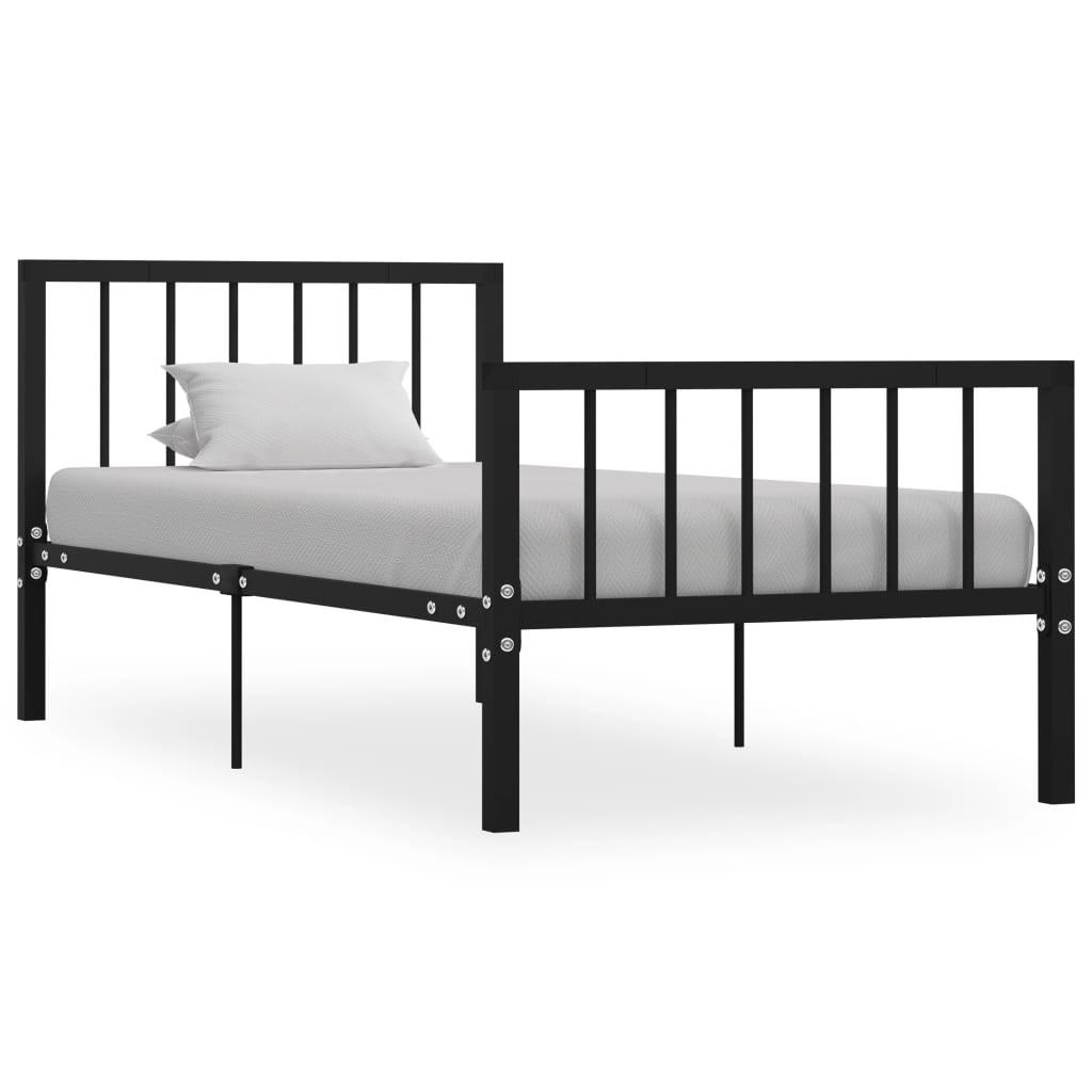 Sengestel 90x200 cm metal sort