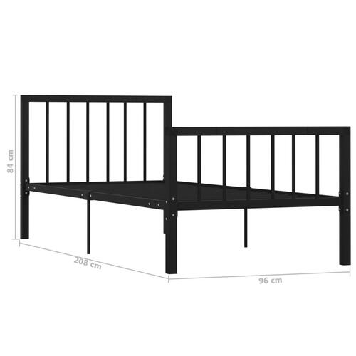 Sengestel 90x200 cm metal sort