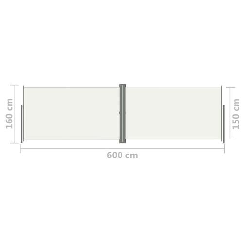 Sammenrullelig sidemarkise 160x600 cm cremefarvet
