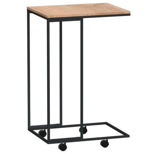 Sidebord med hjul 40x30x63,5 cm konstrueret træ sort
