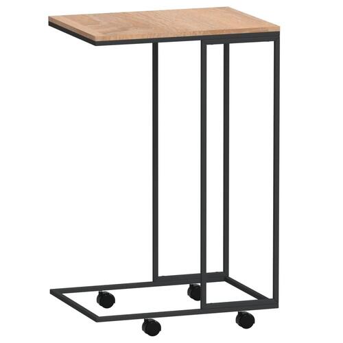 Sidebord med hjul 40x30x63,5 cm konstrueret træ sort