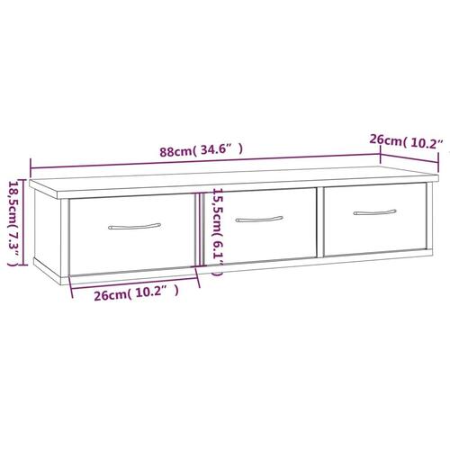 Vægskab 88x26x18,5 cm konstrueret træ grå sonoma-eg