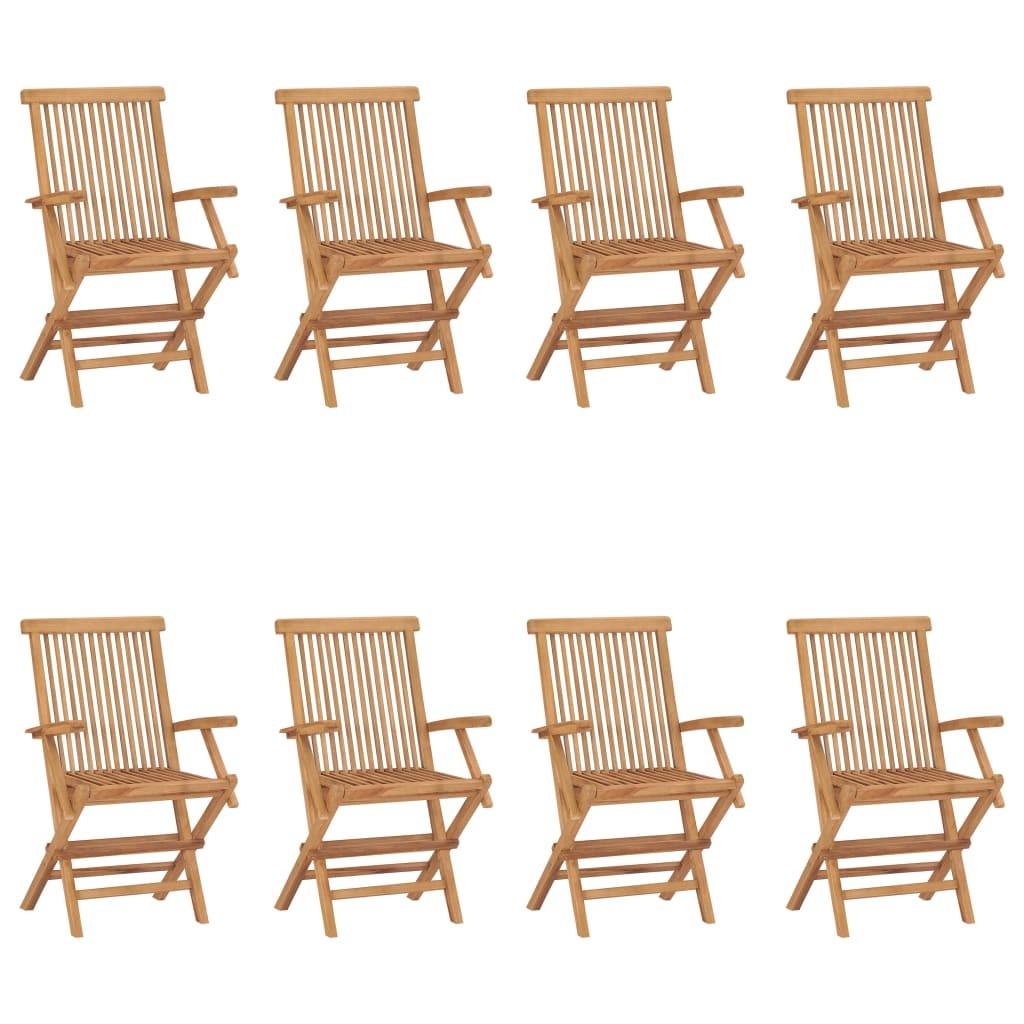 Foldbare havestole 8 stk. massivt teaktræ