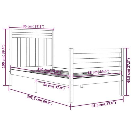 Sengeramme 90x200 cm massivt træ